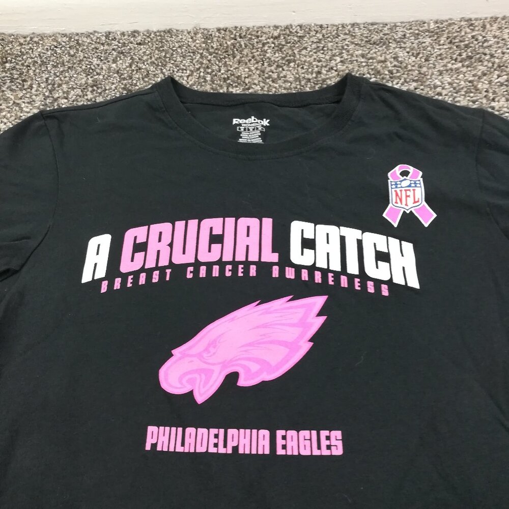 Philadelphia Eagles Shirt Reebok Crucial Catch Breast Cancer Womens Medium VTG?